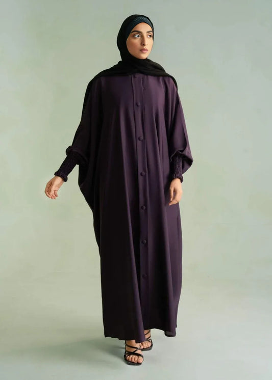 Plum Button-Down Abaya